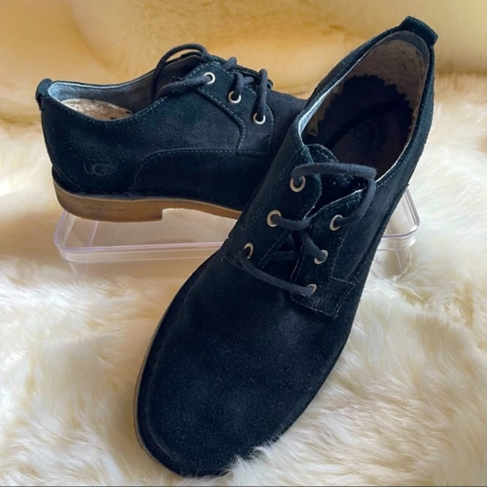 Men's Fur Lined UGG Black Suede Dress Shoe - 8.5